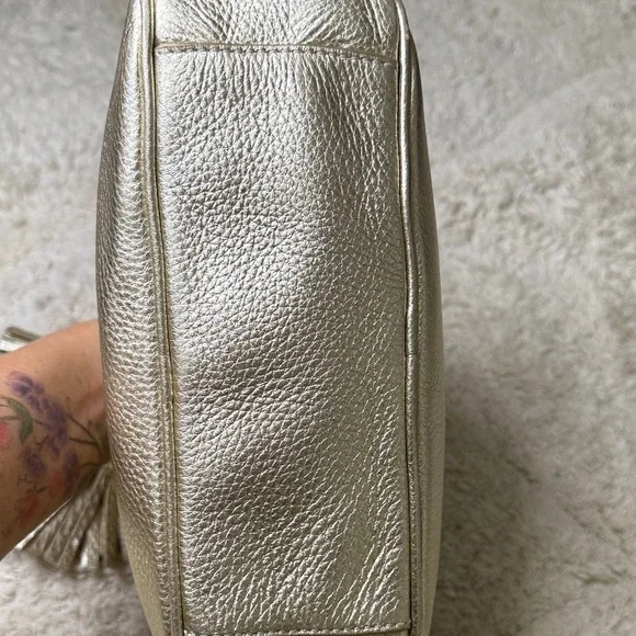 Tory Burch Metallic Gold Leather Thea Chain Crossbody